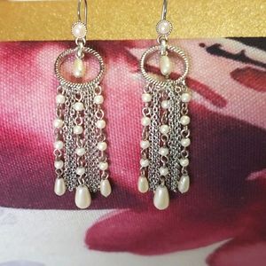 Pearl and silver earrings
